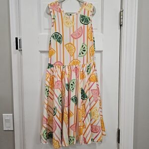 🍋🍉 Dot Dot Smile Tank Orange Lemon Lime Striped Fruit Dress 8/10
